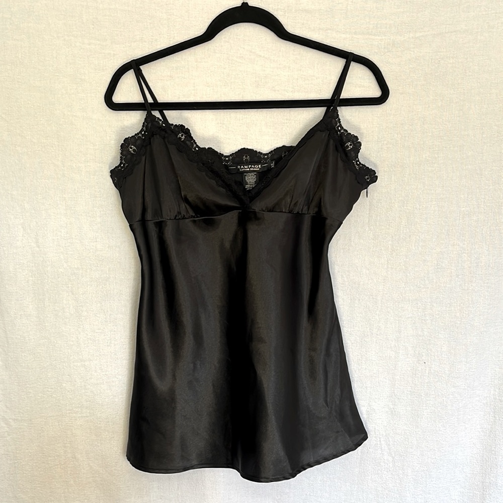 RAMPAGE XL Black Camisole, With Lace Trim and Zipper